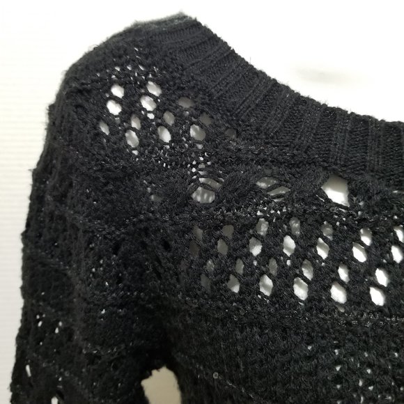 Delia's sweater Medium sequin embellished pullover open knit crochet acrylic - Picture 5 of 11